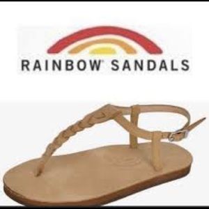 Tan Rainbow Braid T-Street Leather Sandals